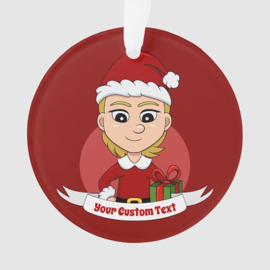 Aangepast kerstmeisje cartoon versiering ornament (voorkant)
