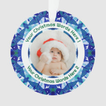 Aangepast Kerstmis Blauw Groen Familie Foto Cadeau