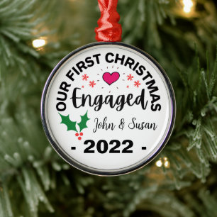 Aangepast kerstmis, Verloving op maat Metalen Ornament