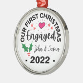 Aangepast kerstmis, Verloving op maat Metalen Ornament (Links)