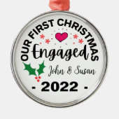 Aangepast kerstmis, Verloving op maat Metalen Ornament (Voorkant)