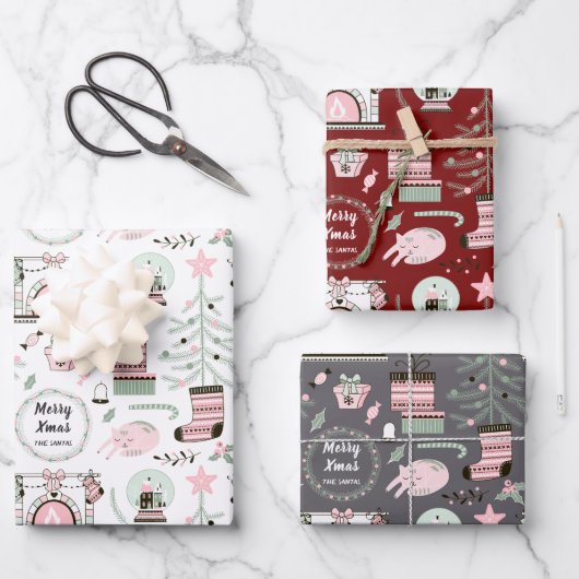 Aangepast kerstpatroon voor tekst inpakpapier vel (Voorkant)