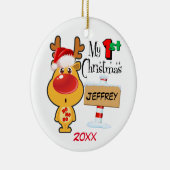 Aangepast kerstrenrenrendiertje voor baby's keramisch ornament (Rechts)