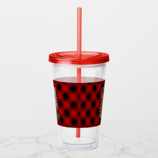 Aangepast kerstrood en zwart, foto 2 Lijst Acryl Drinkbeker (Rechts)