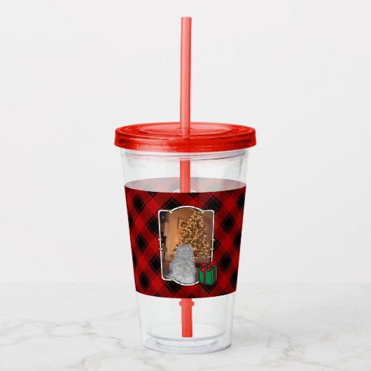 Aangepast kerstrood en zwart, foto 2 Lijst Acryl Drinkbeker (Voorkant)