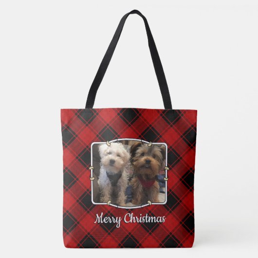 Aangepast kerstrood en zwart, foto 2 Lijst Tote Bag (Voorkant)