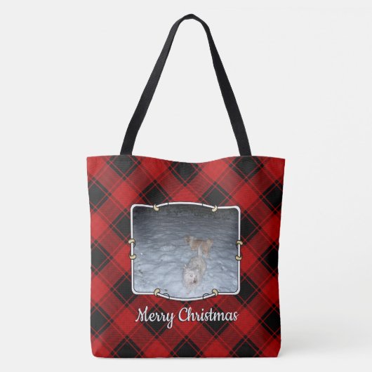 Aangepast kerstrood en zwart, foto 2 Lijst Tote Bag (Achterkant)
