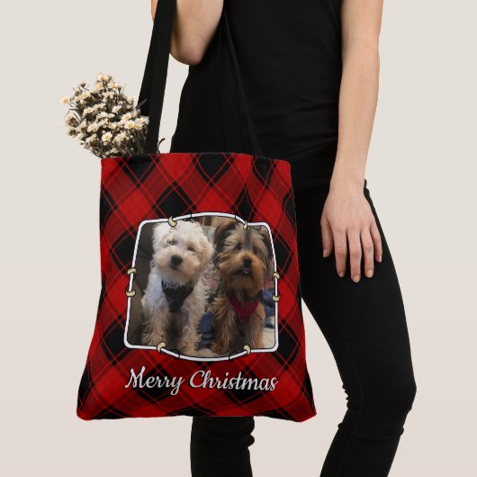Aangepast kerstrood en zwart, foto 2 Lijst Tote Bag (Dichtbij)