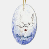 Aangepast kerstrood met snuitrennen keramisch ornament (Links)