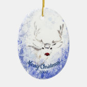 Aangepast kerstrood met snuitrennen keramisch ornament (Voorkant)