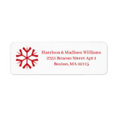 Aangepast kerstrood snowflak Retouradres Etiket (Voorkant)