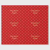 Aangepast kerstrood voor Gold Script Polka Dot Cadeaupapier (Vlak)