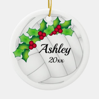 Aangepast kerstsierwit Volleyball Keramisch Ornament