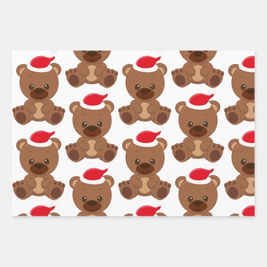 Aangepast kerstSnoep en overeenkomende Teddy Bear Inpakpapier Vel (Voorkant 3)