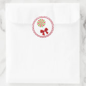 Aangepast kerstsnoepriet ronde sticker (Tas)