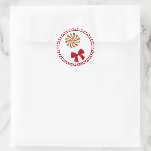Aangepast kerstsnoepriet ronde sticker (Tas)