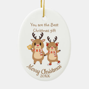 Aangepast kersttasje rendiervriendenker keramisch ornament