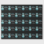 Aangepast kerstTurquoise Blue Black Ornament Cadeaupapier (Vlak)
