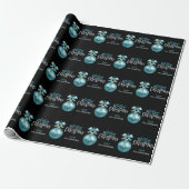 Aangepast kerstTurquoise Blue Black Ornament Cadeaupapier (Uitgerold)