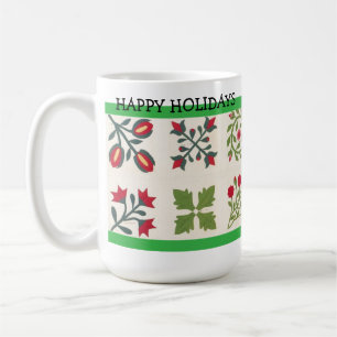 Aangepast Kerstvakantie Vintage Quilt Patroon Koffiemok