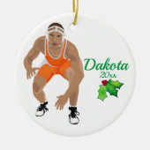 Aangepast kerstversierend Sinaasappel met kerstver Keramisch Ornament (Voorkant)