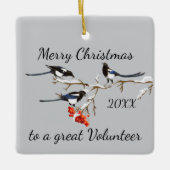 Aangepast kerstvrijwilliger voor kerstmis keramisch ornament (Voorkant)