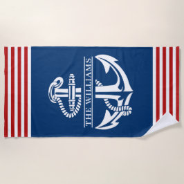 Aangepast keukenanker op rode en witte strepen strandlaken