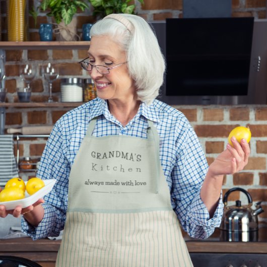 Aangepast keukencrème en Bleek blauw gestreept Schort