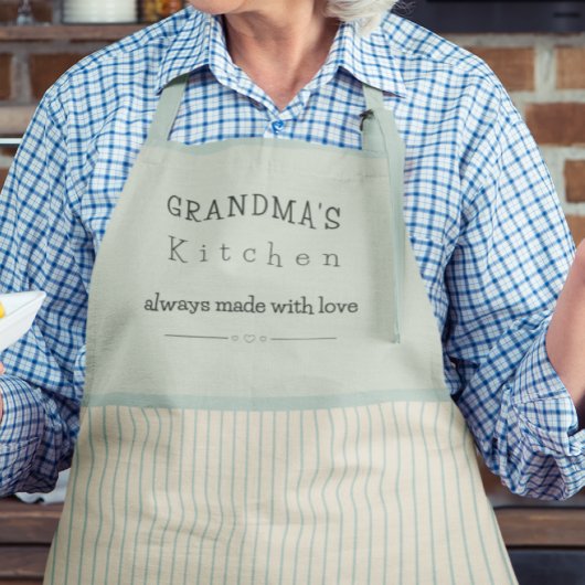 Aangepast keukencrème en Bleek blauw gestreept Schort