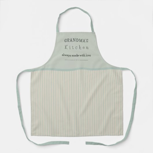 Aangepast keukencrème en Bleek blauw gestreept Schort (Voorkant)