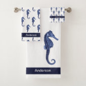 Aangepast keuzeepaardje met blauw Zee op zeezand n Bad Handdoek (Insitu)