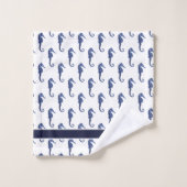 Aangepast keuzeepaardje met blauw Zee op zeezand n Bad Handdoek (Wasdoekje)