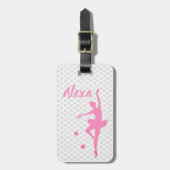 Aangepast Kind Ballerina bagagelabel Cute Pink (Voorkant verticaal)