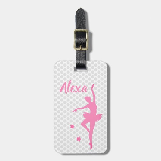 Aangepast Kind Ballerina bagagelabel Cute Pink (Voorkant verticaal)