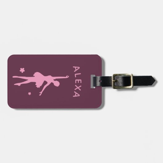 Aangepast Kind Ballerina bagagelabel Cute Pink (Voorkant horizontaal)