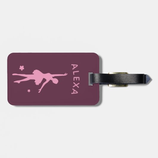 Aangepast Kind Ballerina bagagelabel Cute Pink (Achterkant horizontaal)