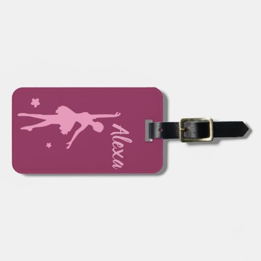 Aangepast Kind Ballerina bagagelabel Cute Pink (Voorkant horizontaal)