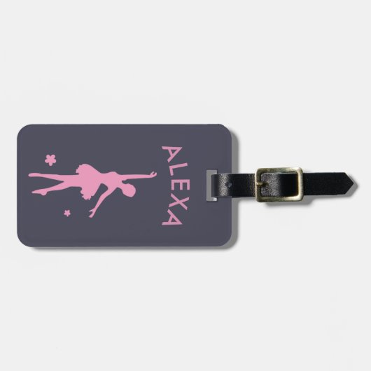 Aangepast Kind Ballerina bagagelabel Cute Pink (Voorkant horizontaal)