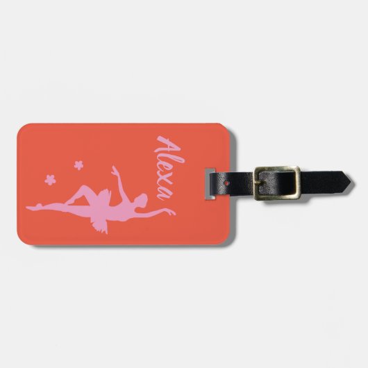 Aangepast Kind Ballerina bagagelabel Cute Pink (Voorkant horizontaal)