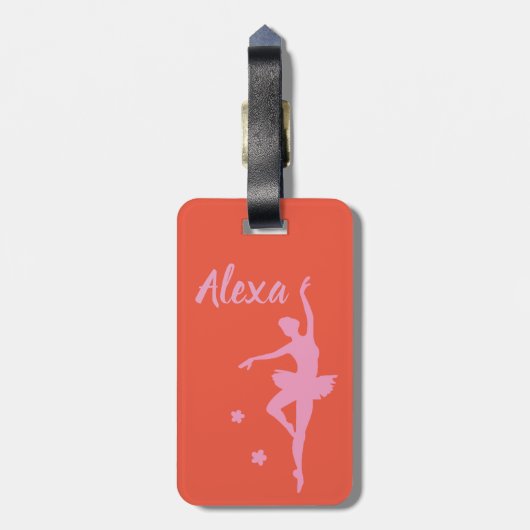 Aangepast Kind Ballerina bagagelabel Cute Pink (Achterkant verticaal)