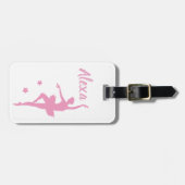 Aangepast Kind Ballerina bagagelabel Cute Pink (Voorkant horizontaal)