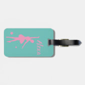 Aangepast Kind Ballerina bagagelabel Cute Pink (Achterkant horizontaal)