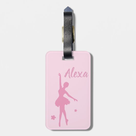Aangepast Kind Ballerina bagagelabel Cute Pink (Achterkant verticaal)