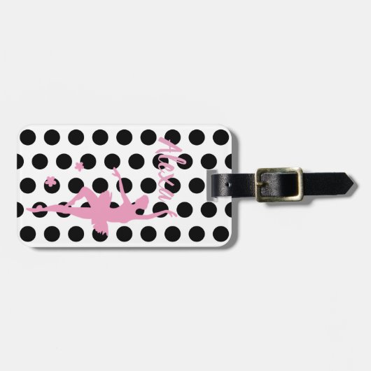 Aangepast Kind Ballerina bagagelabel Cute Pink (Voorkant horizontaal)