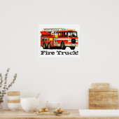 Aangepast Kind Big Red Fire Truck Poster (Keuken)
