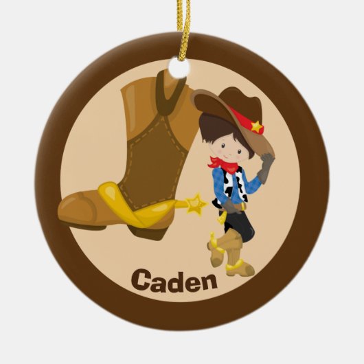 Aangepast Kind Cowboy Keramisch Ornament (Voorkant)