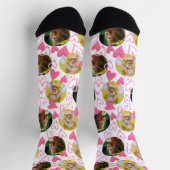 Aangepast Kind Foto roze Harten Valentijn Sokken (Top)