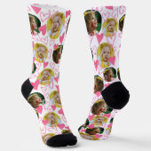 Aangepast Kind Foto roze Harten Valentijn Sokken (Gebogen)