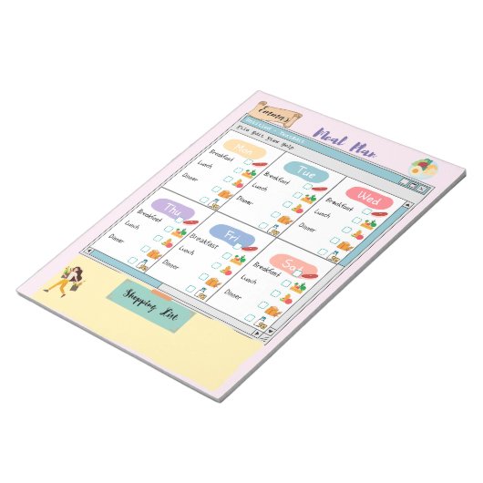 Aangepast Kind Maaltijden Plan + Voeding selectiev Notitieblok (Schuin)