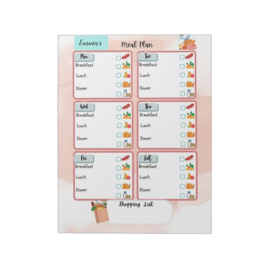 Aangepast Kind Maaltijden Plan + Voeding selectiev Notitieblok (Linkerzijde)